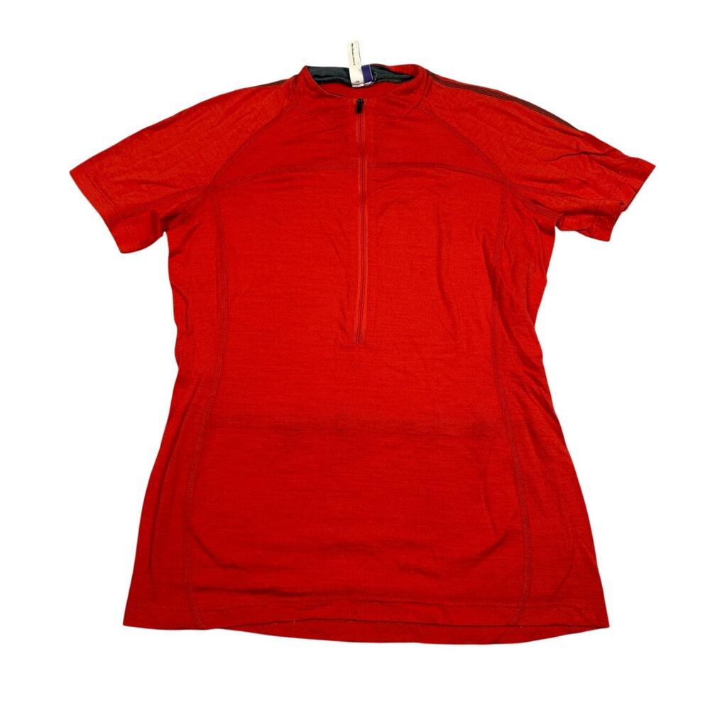 Ibex Womens Size M Orange Cycling Jersey Short Sleeve *Flaw